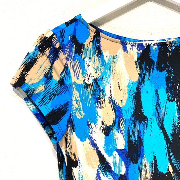 Muse Short Sleeve Midi Blue Mock Wrap Dress Size 8 - Picture 7 of 7